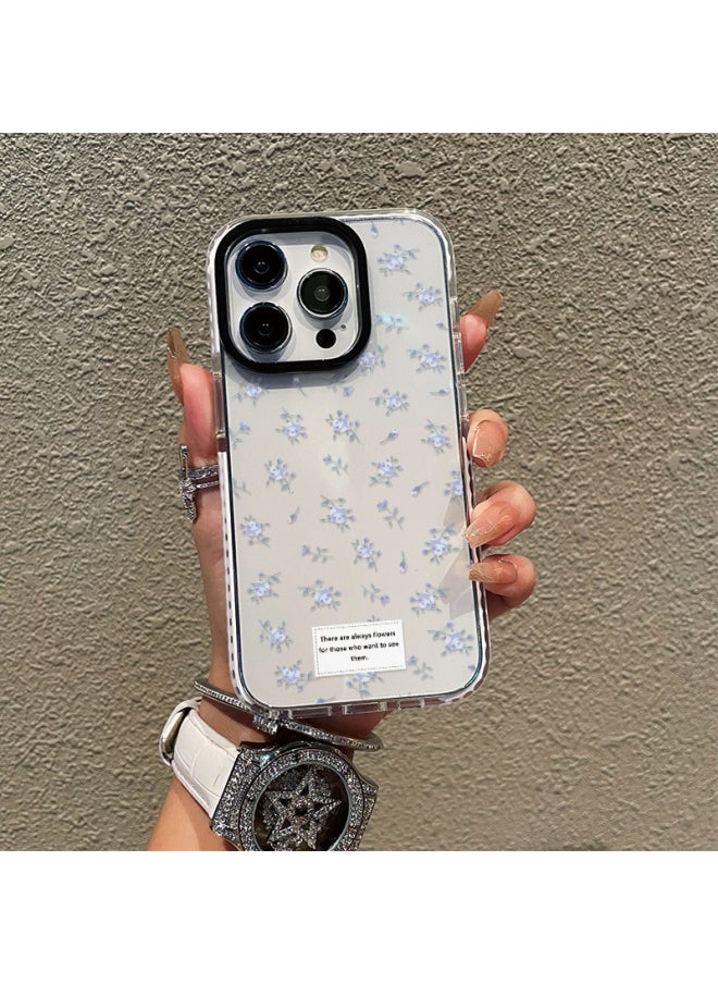 Generic - Ins Small Fresh Floral Mobile Phone Case Apple 11promax Two-color Transparent Case 12pm Explosions 15pro Women-Color:Two-color Transparent Shell-hz Small Fresh Floral-white Edge-Applicable Model:iphone 11ProMax - Image 1