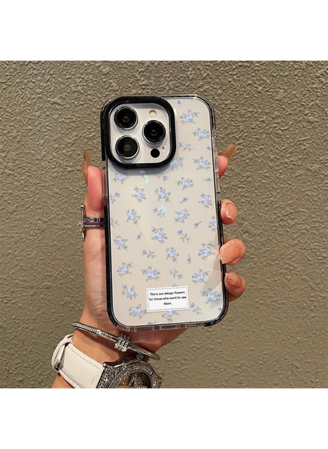 Generic - Ins Small Fresh Floral Mobile Phone Case Apple 11promax Two-color Transparent Case 12pm Explosions 15pro Women-Color:Two-color Transparent Shell-hz Small Fresh Floral-white Edge-Applicable Model:iphone 11ProMax - Image 1