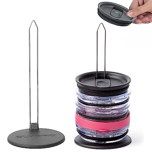 ELYPRO Revolutionary Tumbler Lid Organizer for Stanley Yeti Cap Lids SpaceSaving Design Slim Vertical Storage for Up to 10 Lids ClutterFree Kitchen Cabinets and Countertops Organization