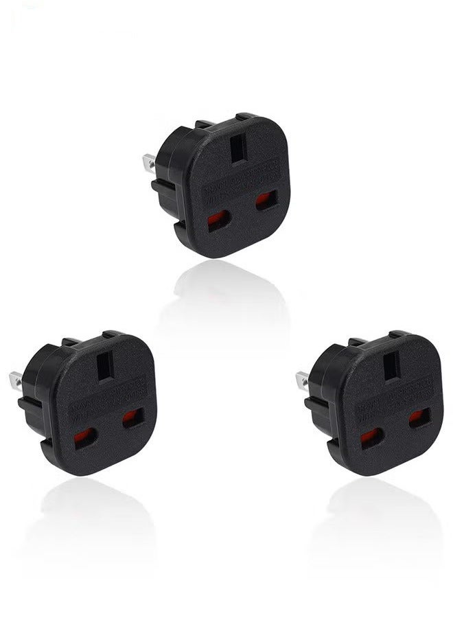 3 Pack UK to US Plug Adaptor Type G to Type A and B UK to USA, Canada, Australia, Japan, Thailand, Mexico, Jamaica, Dominican Republic, Barbados, China and more 2 Pin Flat Travel Adapter (Black) - Image 1