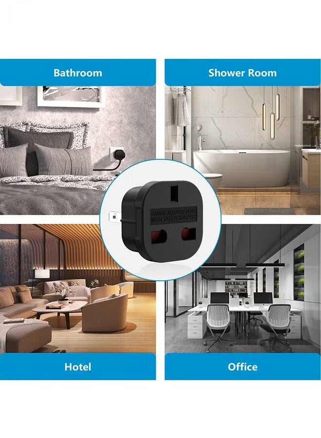 3 Pack UK to US Plug Adaptor Type G to Type A and B UK to USA, Canada, Australia, Japan, Thailand, Mexico, Jamaica, Dominican Republic, Barbados, China and more 2 Pin Flat Travel Adapter (Black) - Image 2