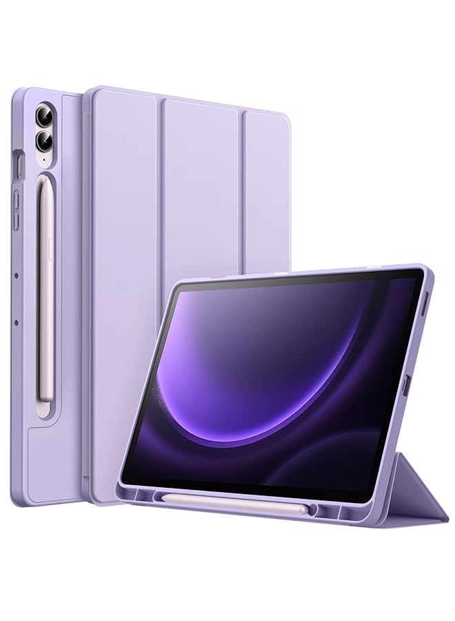 Jetech Case For Samsung Galaxy Tab S9 Fe Plus S9 Fe Plus 12.4 Inch With S Pen Holder Soft Tpu Tri Fold Stand Protective Tablet Cover Support S Pen Charging Auto Wake Sleep Light Purple - Image 1