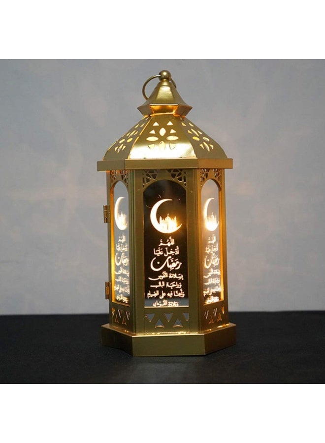 جورونب 2 قطعة من فانوس الشموع فوانيس رمضان الإسلامية، فانوس ذهبي مجوف، زينة حفلات لعيد رمضان ومهرجان الديكور - Image 2
