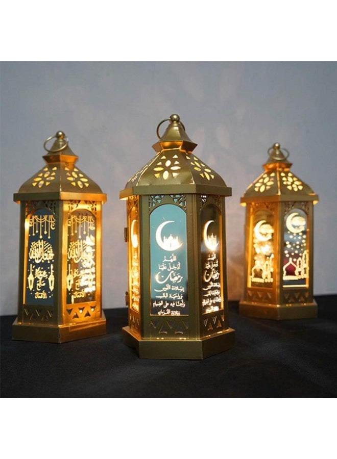 جورونب 2 قطعة من فانوس الشموع فوانيس رمضان الإسلامية، فانوس ذهبي مجوف، زينة حفلات لعيد رمضان ومهرجان الديكور - Image 3