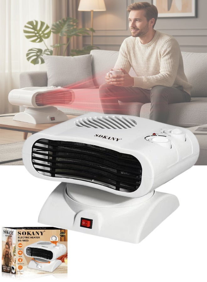 سوكاني مدفأة مروحة، مدفأة سطح مكتب صغيرة، 2000 واط، اختيار هواء بارد/دافئ/ساخن، منظم حرارة قابل للتعديل بثلاث سرعات لفصل الشتاء، مدفأة محمولة مع مؤشر ضوئي - Image 1