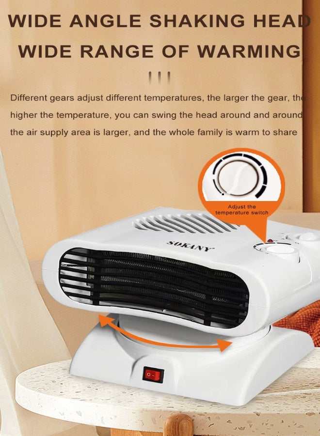 سوكاني مدفأة مروحة، مدفأة سطح مكتب صغيرة، 2000 واط، اختيار هواء بارد/دافئ/ساخن، منظم حرارة قابل للتعديل بثلاث سرعات لفصل الشتاء، مدفأة محمولة مع مؤشر ضوئي - Image 2