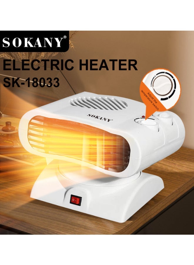 سوكاني مدفأة مروحة، مدفأة سطح مكتب صغيرة، 2000 واط، اختيار هواء بارد/دافئ/ساخن، منظم حرارة قابل للتعديل بثلاث سرعات لفصل الشتاء، مدفأة محمولة مع مؤشر ضوئي - Image 3