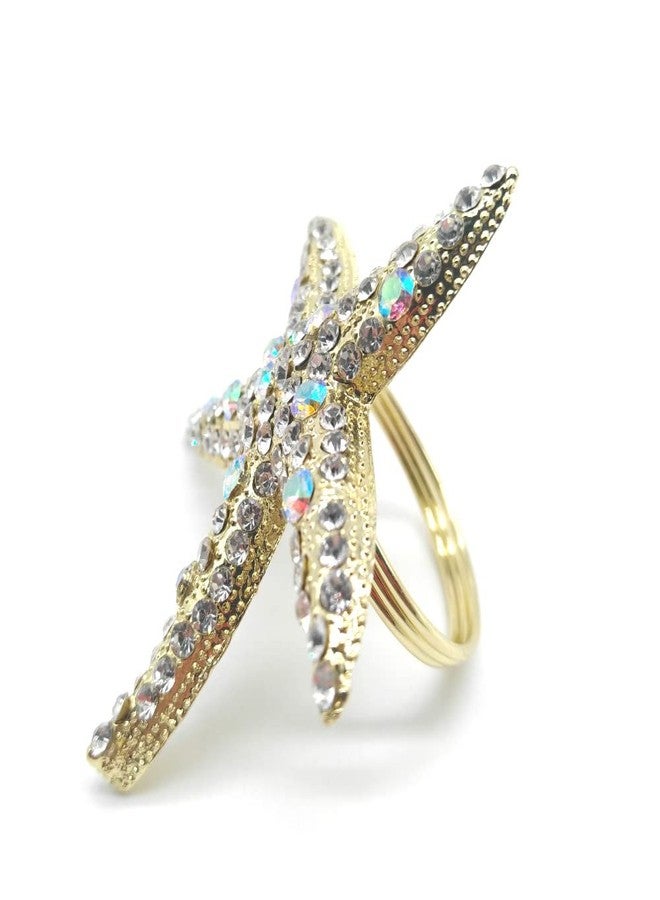 Joyindecor Crystal Starfish Napkin Rings - Rhinestone Coastal Nautical Napkin Ring Holders for Wedding Party, Beach/OceanTheme Dining Table Decoration Accessories (6) - Image 2