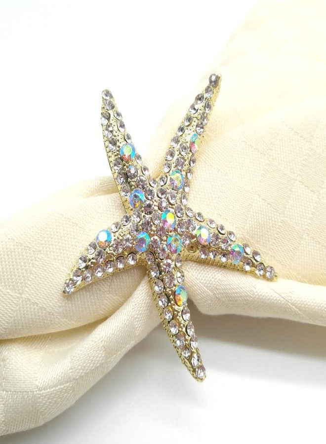 Joyindecor Crystal Starfish Napkin Rings - Rhinestone Coastal Nautical Napkin Ring Holders for Wedding Party, Beach/OceanTheme Dining Table Decoration Accessories (6) - Image 4