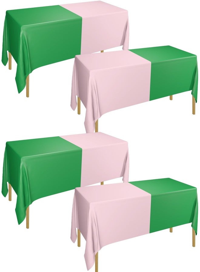 PTECDROTS 4Pcs Green and Pink Tablecloths Rectangular Pink Plastic Table Covers for Witch Birthday Decorations, 130 x 220cm - Image 1