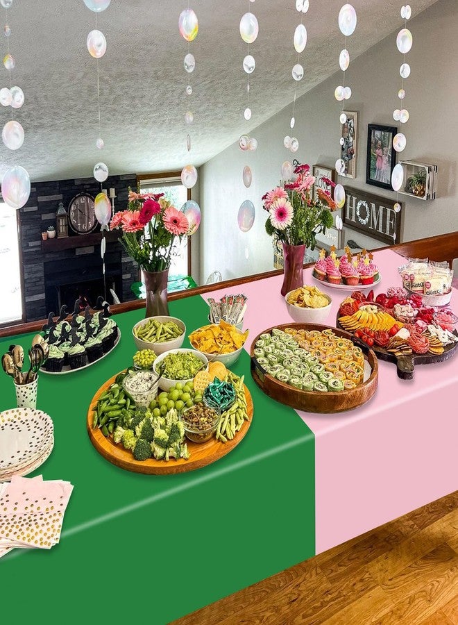 PTECDROTS 4Pcs Green and Pink Tablecloths Rectangular Pink Plastic Table Covers for Witch Birthday Decorations, 130 x 220cm - Image 5