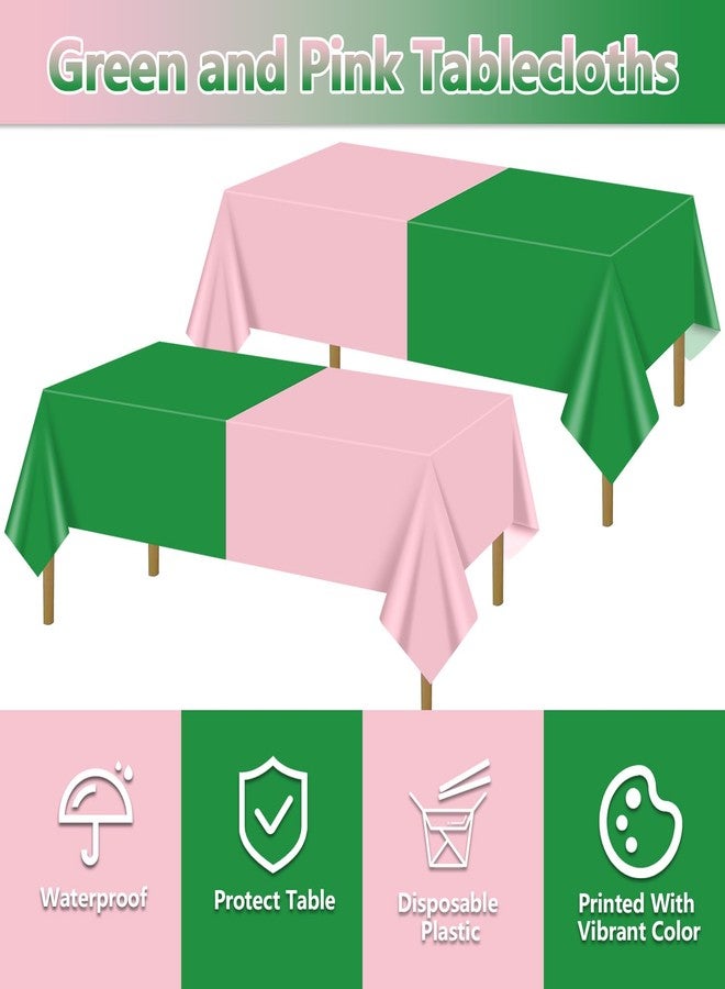 PTECDROTS 4Pcs Green and Pink Tablecloths Rectangular Pink Plastic Table Covers for Witch Birthday Decorations, 130 x 220cm - Image 3