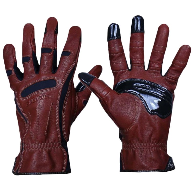 Bionic Mens Tough Pro with Natural Fit Premium Leather Work Gloves Large Brown - Image 2