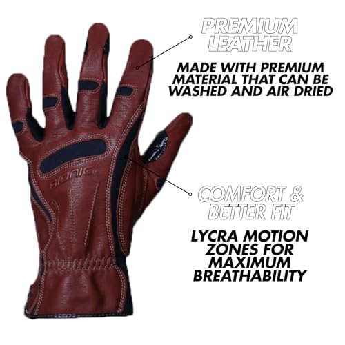 Bionic Mens Tough Pro with Natural Fit Premium Leather Work Gloves Large Brown - Image 3