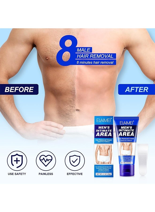 Elaimei Intimate Hair Removal Cream for Men, Painless Depilatory Cream for Private Areas, Extra Gentle and Moisturizing Formula, Suitable for All Skin Types, 60g - Image 4