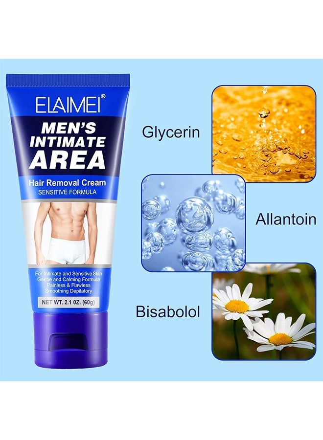 Elaimei Intimate Hair Removal Cream for Men, Painless Depilatory Cream for Private Areas, Extra Gentle and Moisturizing Formula, Suitable for All Skin Types, 60g - Image 5