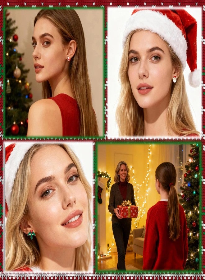Dcfywl731 Christmas Earrings for Women Stocking Stuffers Xmas Holiday Stud Earrings Bow Tree Snowflake Bell Reindeer Dangle Earring Christmas Jewelry Gifts Outfits Accessories - Image 3