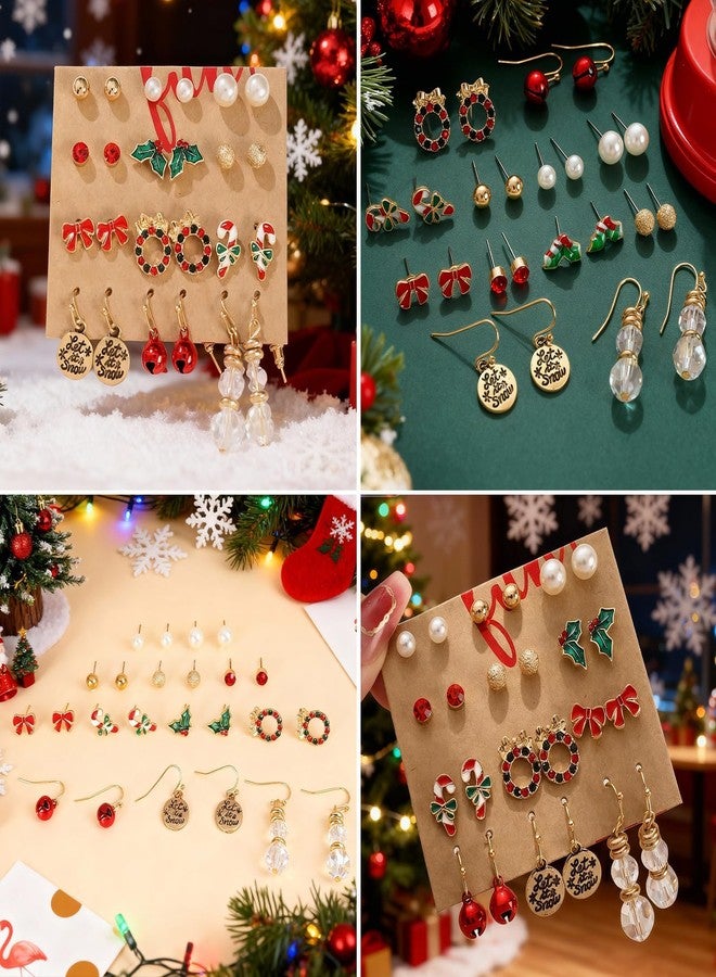 Dcfywl731 Christmas Earrings for Women Stocking Stuffers Xmas Holiday Stud Earrings Bow Tree Snowflake Bell Reindeer Dangle Earring Christmas Jewelry Gifts Outfits Accessories - Image 4