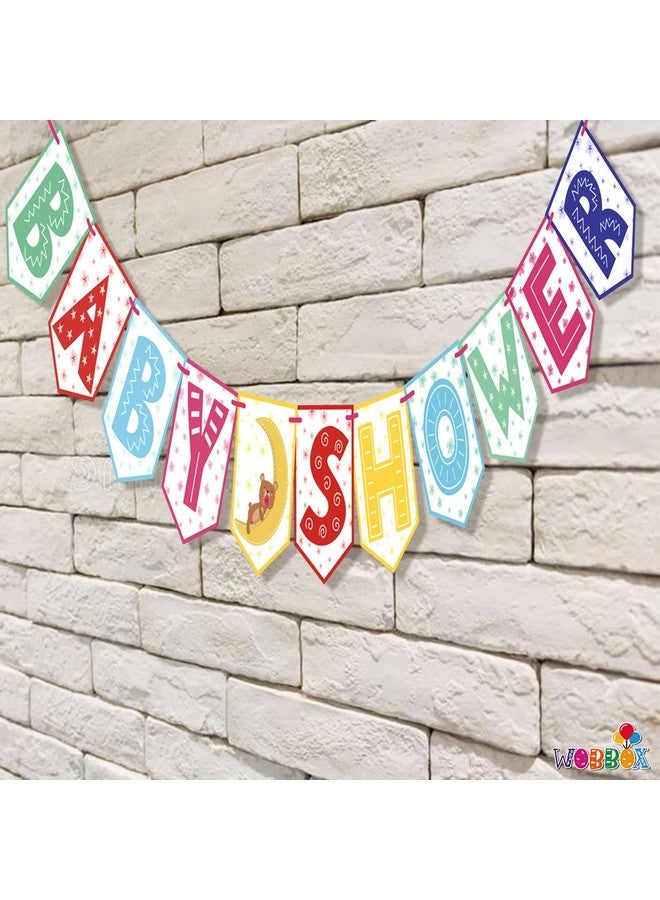 Wobbox Baby Shower Bunting Banner Multicolor, Party Decoration Set of One, Pre-Strung Decor - Image 4