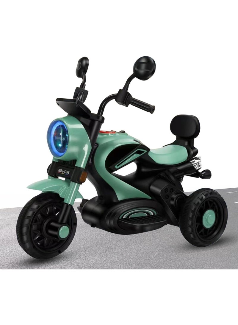 ضحكة  دراجة نارية كهربائية للأطفال بثلاث عجلات، بطارية 6 فولت 4 أمبير، محرك 380 واط، أضواء LED وموسيقى، لعبة ركوب آمنة - Image 1