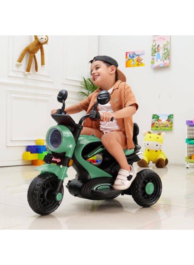 ضحكة  دراجة نارية كهربائية للأطفال بثلاث عجلات، بطارية 6 فولت 4 أمبير، محرك 380 واط، أضواء LED وموسيقى، لعبة ركوب آمنة - Image 5