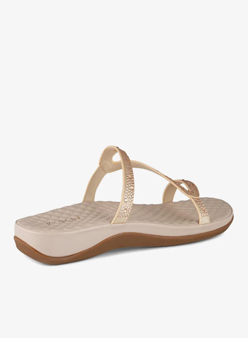 Vincci Beige Women Multi Strap Flat Sandals for Women | Best Price UAE