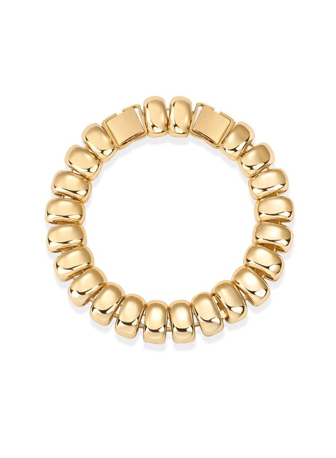 PAVOI 14K Yellow Gold Plated Chunky Ribbed Texture Bracelet for Women |Gold Statement Jewelry Piece - Image 1