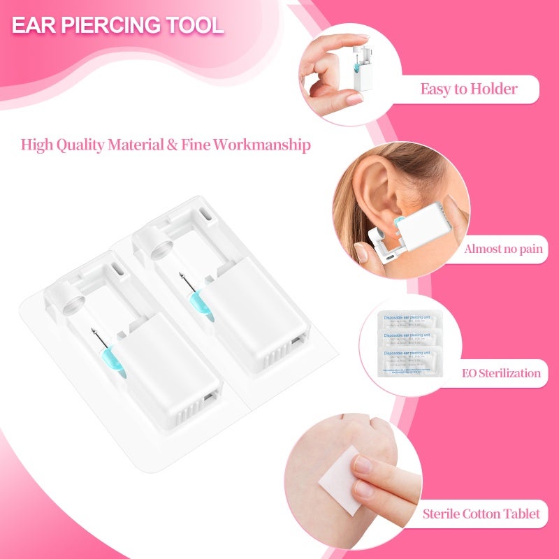 Disposable Sterile Nose Piercing Kit: 1Pc Skin-friendly Material - Built-in Stud For Comfort, Easy Stapler-style Operation For Home Or Professional Use - Image 2