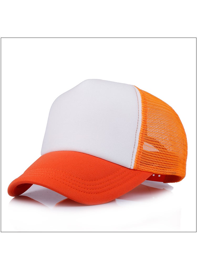 Generic Solid Color Cotton Baseball Cap Unisex Sun Protection Orange Red 