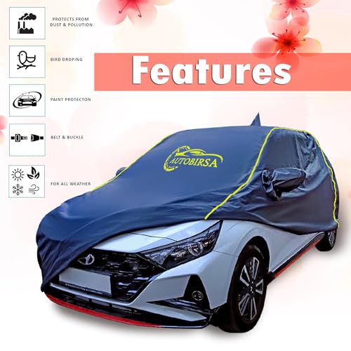 Autobirsa Waterproof Car Body Cover for Maruti IGNIS 100% All Weather Proof with Mirror & Antenna Packet & Full Bottom Elistic, Triple Stitching with 100% Nail Proof Cover Navy Blue - Image 3