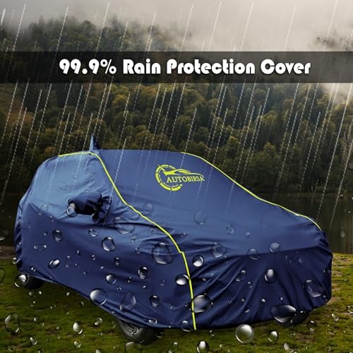 Autobirsa Waterproof Car Body Cover for Maruti IGNIS 100% All Weather Proof with Mirror & Antenna Packet & Full Bottom Elistic, Triple Stitching with 100% Nail Proof Cover Navy Blue - Image 2
