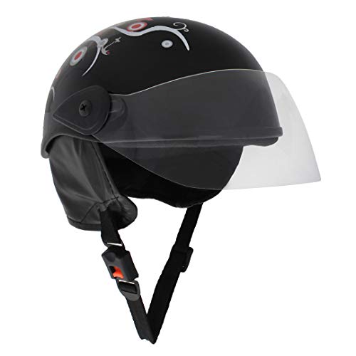 Sage Square Multi-Purpose Half Helmet for Men, Women (Large, Black Glossy Sticker Design 1) (Non-Motorized) - Image 1