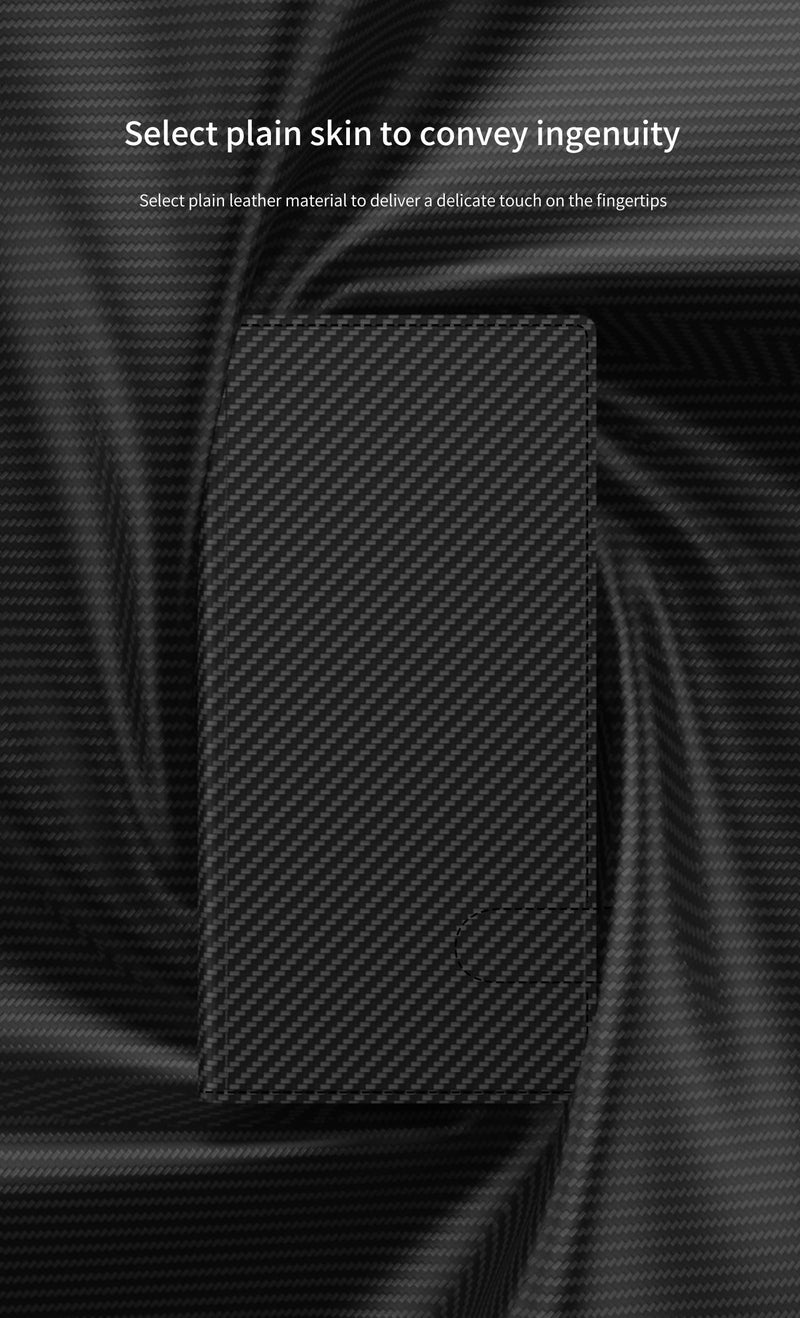 Midkart Leather Flip Cover Compatible with Samsung Galaxy S24 Ultra with Card Holder Built-in Kickstand Magnetic Belt Lock Inner Hard PC with Full Body and Camera Protection, Fiber Black - Image 3