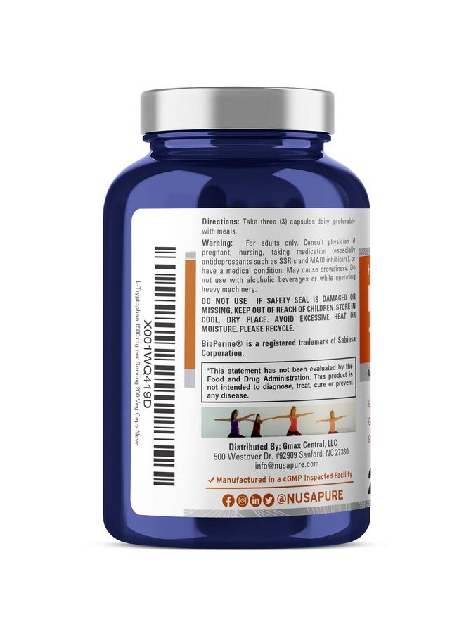 NusaPure L-Tryptophan 1500mg 200 Vegetarian Caps (Non-GMO, Vegan) Bioperine - pzsku/Z2143467F0AD2F720D04CZ/45/_/1740202261/7728071f-5103-4810-8504-f362cb6f1b4c