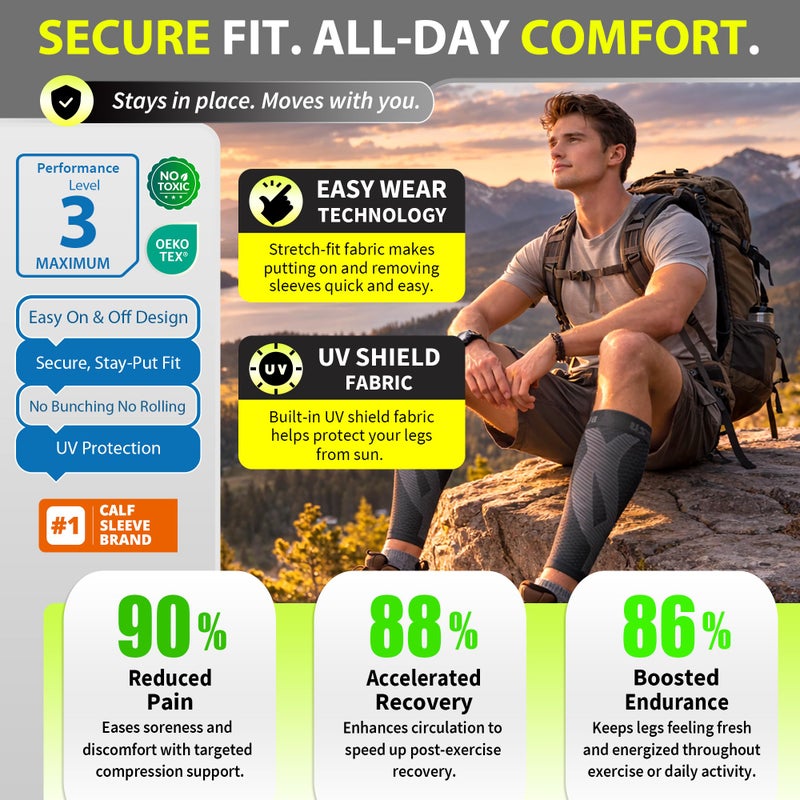 BLITZU Calf Compression Sleeves for Men and Women. Footless Compression Socks Support for Varicose Vein, Nursing, Running. Leg Sleeve Brace for Shin Splints, Pain Relief & Reduces Swelling Teal S-M - Image 5