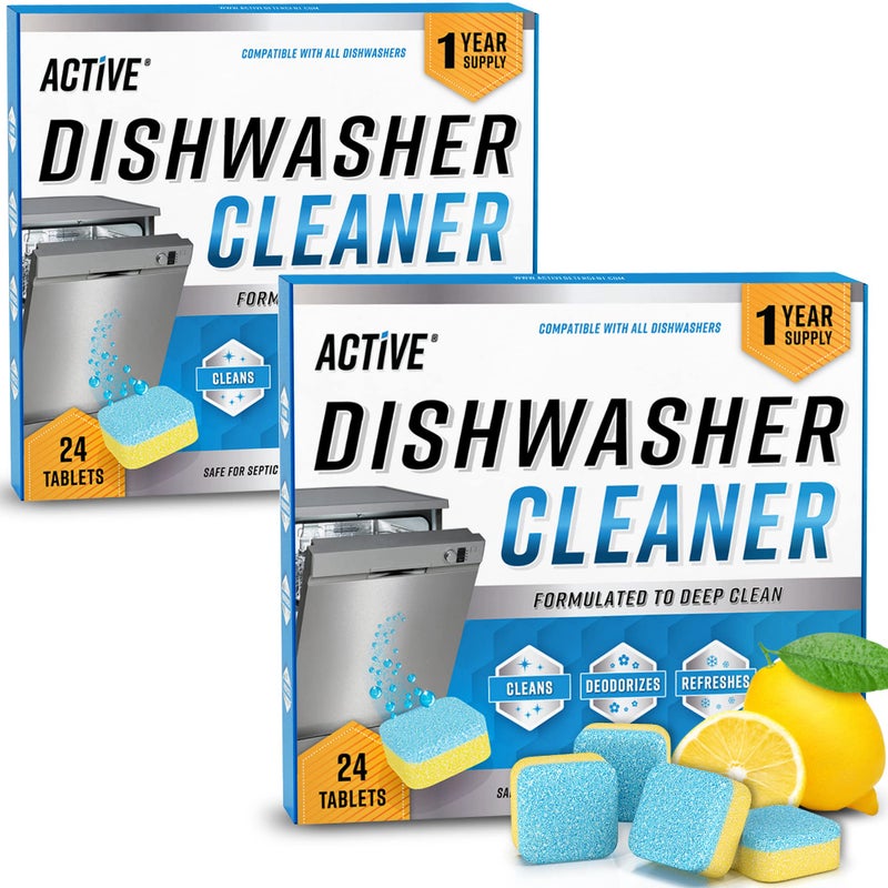 Active Dishwasher Cleaner Deodorizer Tablets 48 Pack - Deep Cleaning Descaler Pods Dish Washer Machine Clean, Heavy Duty & Septic Safe, Natural Limescale Remover, Hard Water, Calcium, Odor - 48 Count - Image 1