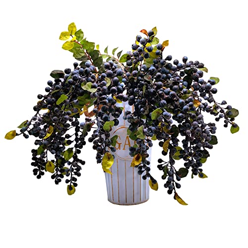 M2cbridge 2 Pcs Artificial Berries Plastic Foam Blueberry Christmas Picks Floral Arrangement 23" Tall (Blue) - Image 2