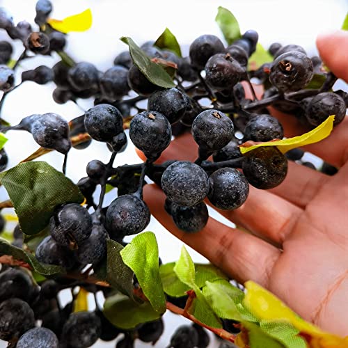 M2cbridge 2 Pcs Artificial Berries Plastic Foam Blueberry Christmas Picks Floral Arrangement 23" Tall (Blue) - Image 4