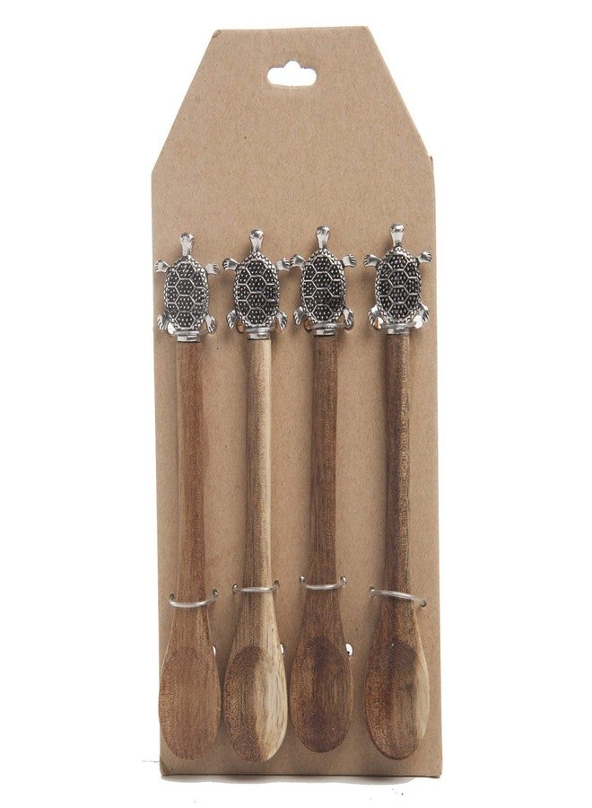 Beachcombers Wood Spoon Set 4 Turtle Design
