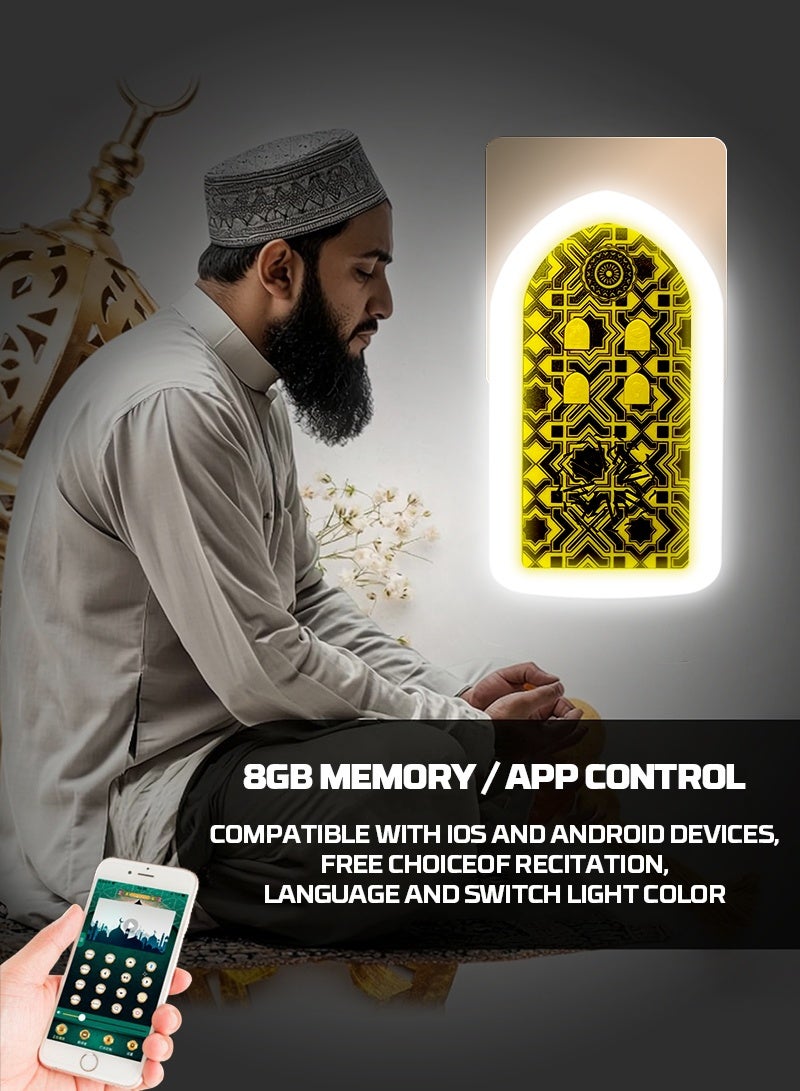 BESTIS Mini Wall Plug Quran Speaker with Light Wall Koran Reciter Ramadan Pray Essential Gift Yellow 13*7*3cm - Image 4