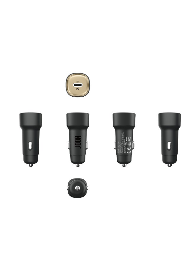 جودا شاحن السيارة جودا 30W سريع 🔌 منفذ USB Type-C | محول شحن ذكي للآيفون، سامسونج واللابتوبات – أسود 🚗 - Image 3