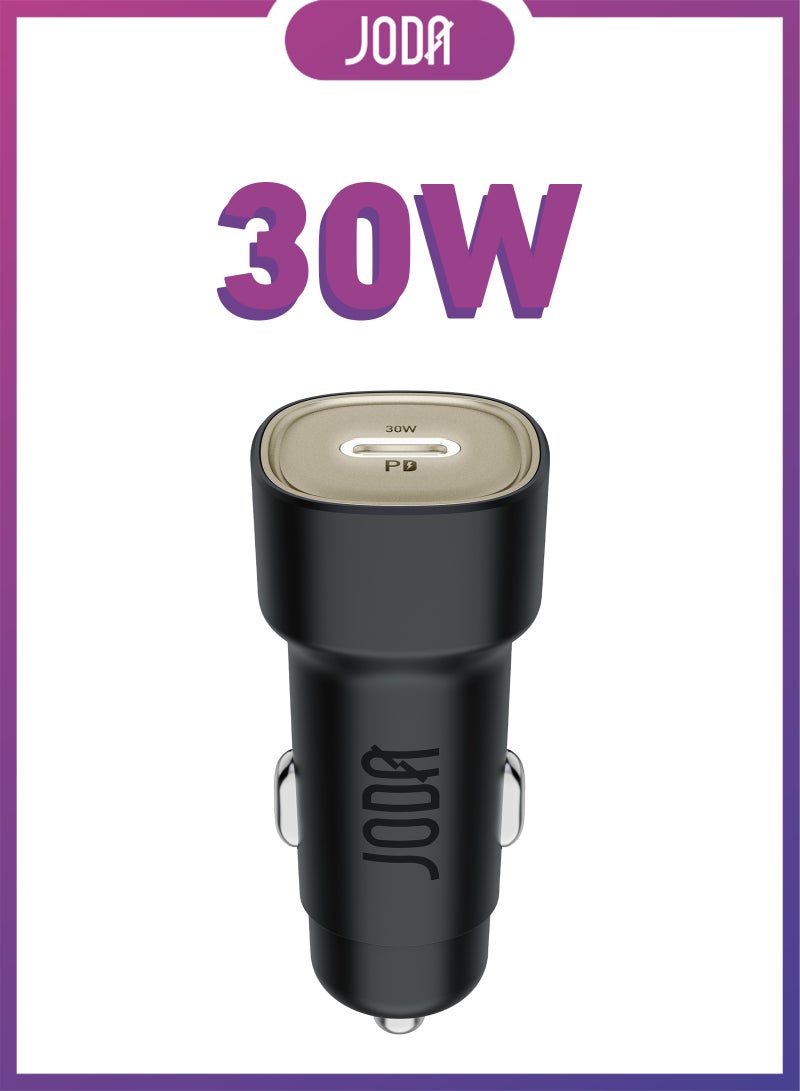 JODA TUBE  30W Fast Car Charger 🔌 USB Type-C | Smart Charging Adapter for iPhone, Samsung & Laptops – Black 🚗 - Image 1