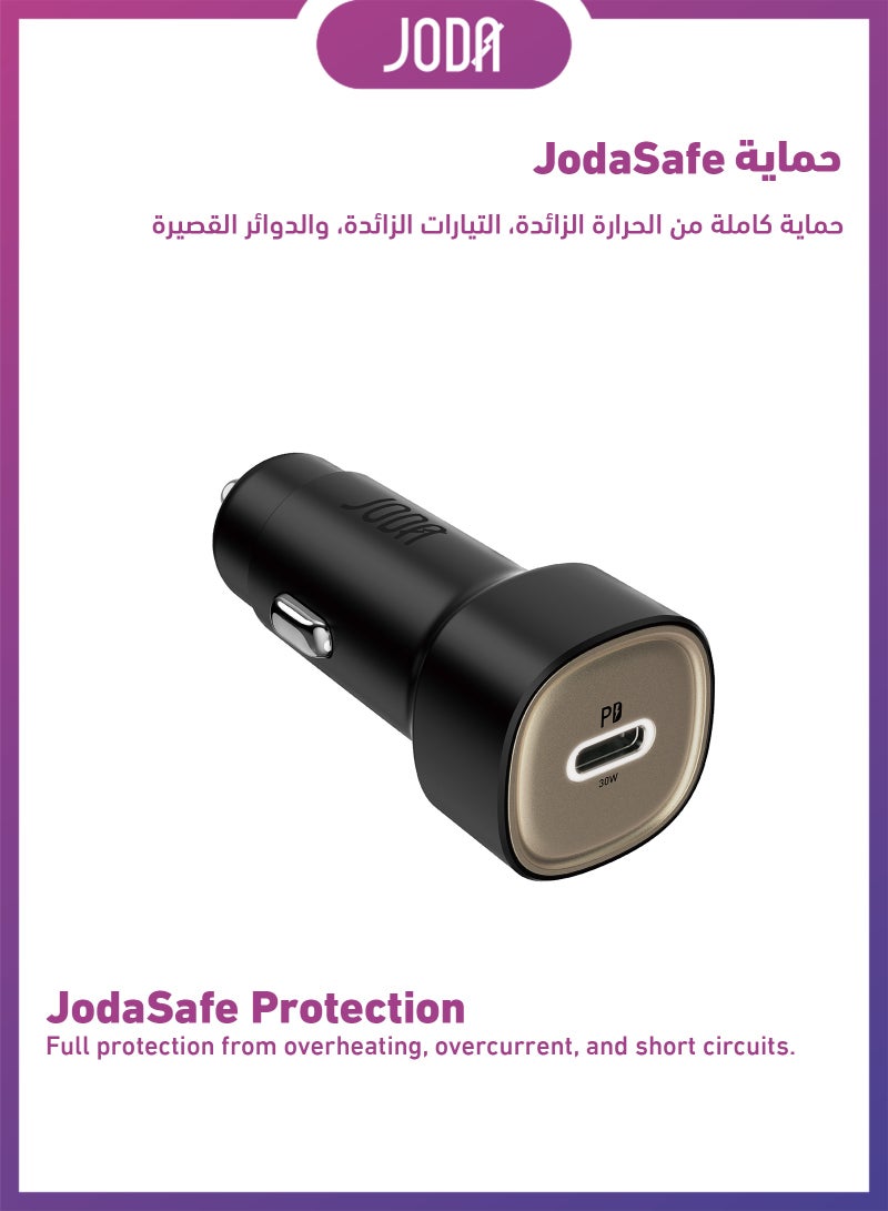 JODA TUBE  30W Fast Car Charger 🔌 USB Type-C | Smart Charging Adapter for iPhone, Samsung & Laptops – Black 🚗 - Image 2