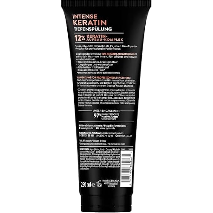 SYOSS DEEP CONDITIONER KERATIN (250 ML), RICH CONDITIONER WITH KERATIN FIGHTS FRIZZ & PROVIDES SHINE, HAIR CONDITIONER FOR HEALTHY-LOOKING & RESISTANT HAIR - Image 3