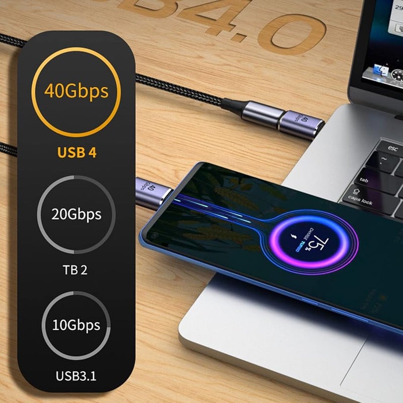 محول USB C على شكل حرف U مستقيم 40 جيجابت في الثانية لنقل البيانات السريع وشاحن محول - Image 3