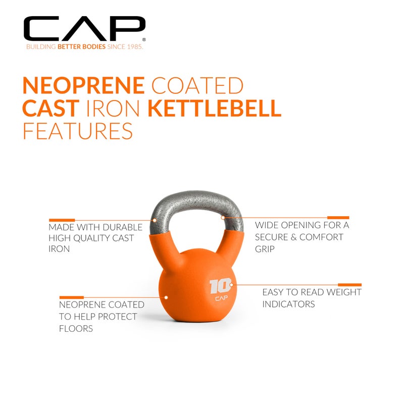 CAP Barbell 10 LB Neoprene Coated Cast Iron Kettlebell - Orange - Image 3