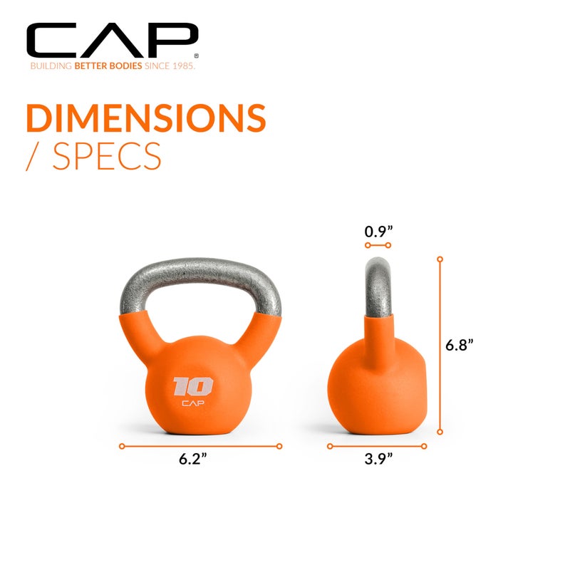 CAP Barbell 10 LB Neoprene Coated Cast Iron Kettlebell - Orange - Image 4