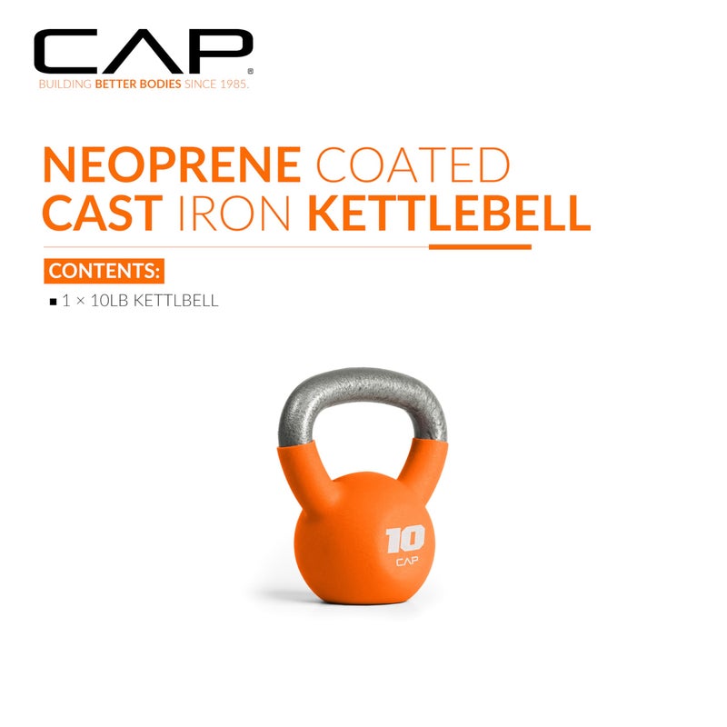 CAP Barbell 10 LB Neoprene Coated Cast Iron Kettlebell - Orange - Image 2
