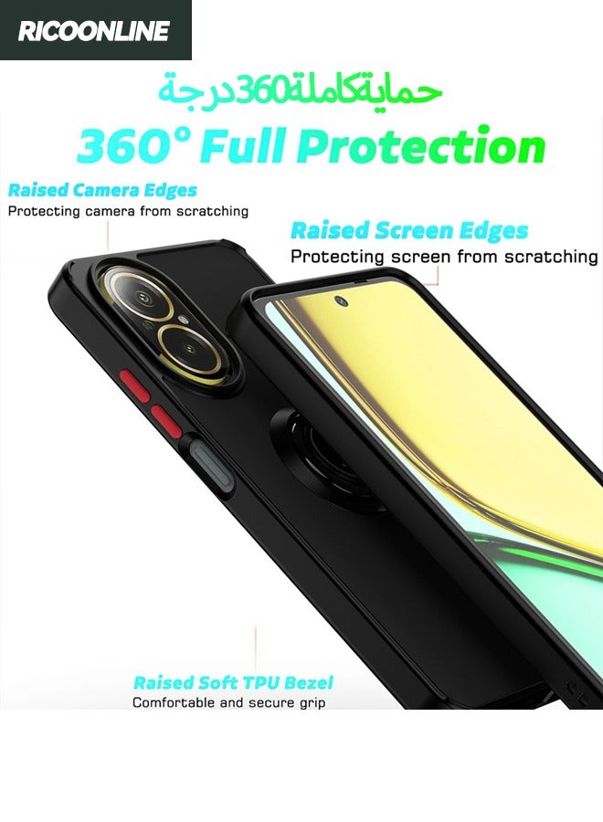 ريكون لاين حافظة Realme C67، حافظة واقية ذات ملمس ناعم مع مسند مغناطيسي، غطاء خلفي مقاوم للخدش وغير قابل للانزلاق ومقاوم للصدمات لهاتف Realme C67 4G، أسود - Image 4