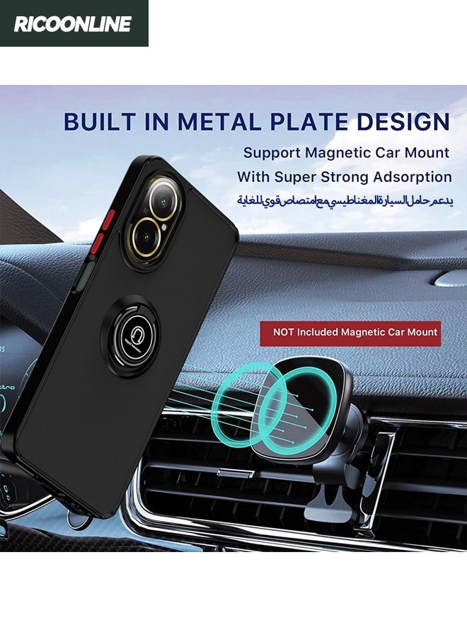 ريكون لاين حافظة Realme C67، حافظة واقية ذات ملمس ناعم مع مسند مغناطيسي، غطاء خلفي مقاوم للخدش وغير قابل للانزلاق ومقاوم للصدمات لهاتف Realme C67 4G، أسود - Image 2